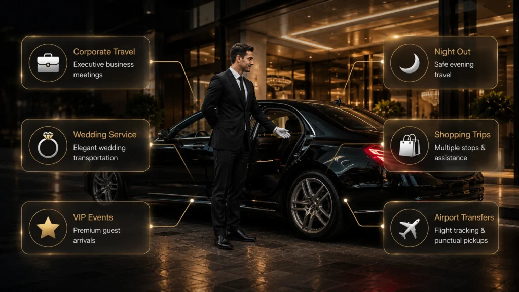 Luxury chauffeur service at night