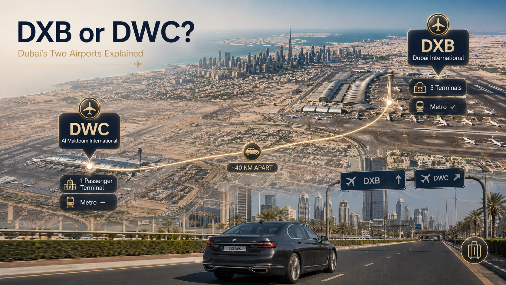 Dubai Airports DXB or DWC Chauffeur Emirates