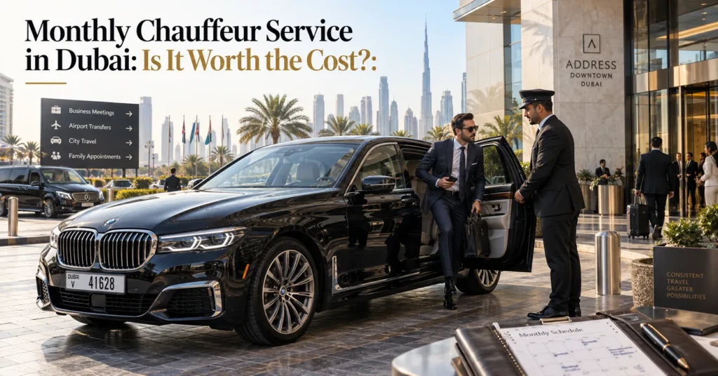 Blog cover about monthly chauffeur service in Dubai with pricing plans