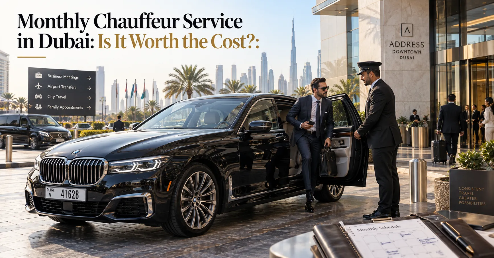 Blog cover about monthly chauffeur service in Dubai with pricing plans